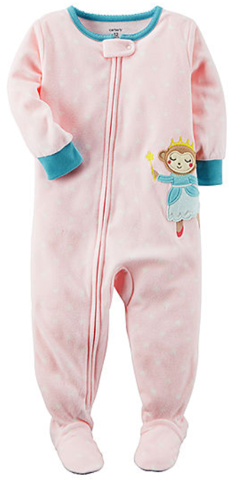 Carter's Baby Girl's Fleece Zip Front Sleep - Monkey Footless Pajama, 1-Piece - ADDROS.COM